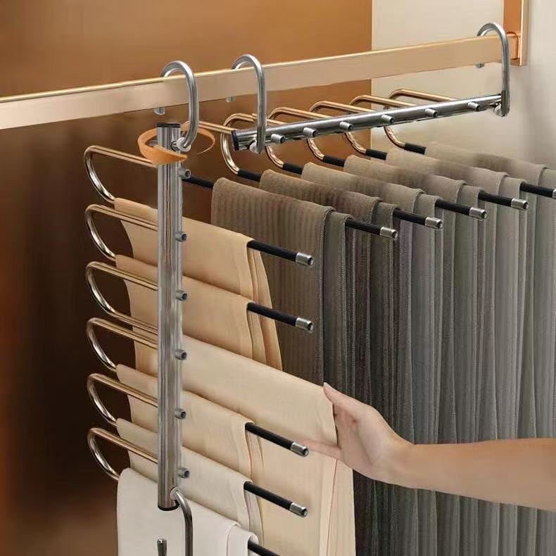 中国多層ズボン収納棚-傷のないズボン棚-多層ズボン収納棚-ステンレスパンツ棚-省スペースなズボンハンガー